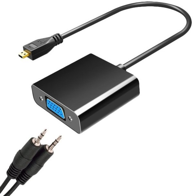 Adapter Winner Group Micro HDMI na VGA D-Sub DE-15 Black (8591194110344) - obraz 1