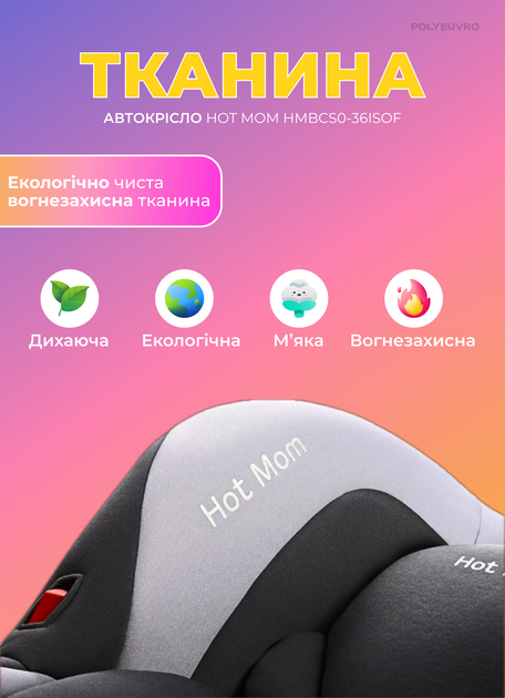 Автокрісло люлька для новонароджених дитяче штатний ремінь Hot Mom автолюлька регульоване крісло для авто Сірий - зображення 6