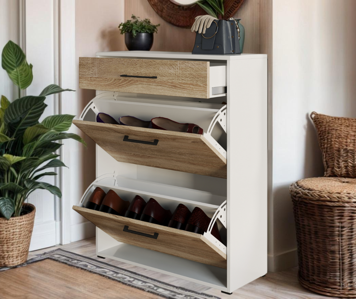 Тумба для взуття Tobi Sho Laura Т-207 з шухлядою в передпокій, 700х920х280 мм Білий-Сонома - зображення 2