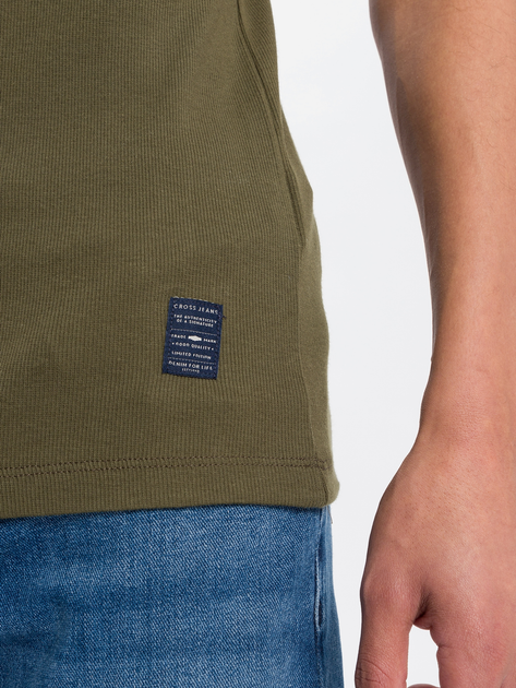Футболка бавовняна довга чоловіча Cross Jeans 15495-002 3XL Хакі (8697319259469) - зображення 5