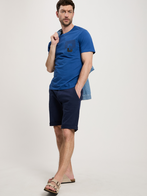 Футболка бавовняна довга чоловіча Cross Jeans 16015-014 2XL Синя (8697319659672) - зображення 3