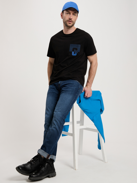 Футболка бавовняна довга чоловіча Cross Jeans 16015-020 M Чорна (8697319659597) - зображення 3