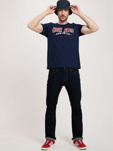 Футболка бавовняна довга чоловіча Cross Jeans 16016-001 L Темно-синя (8697319659702) - зображення 3