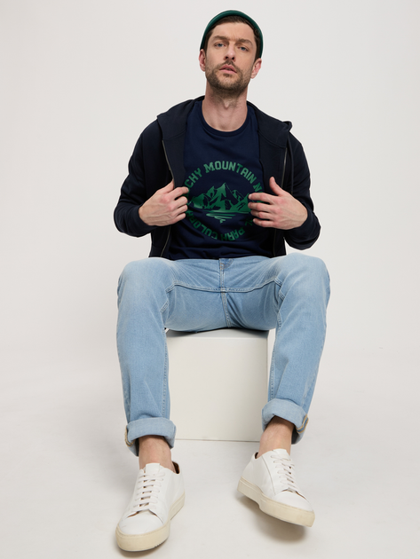Koszulka męska bawełniana długa Cross Jeans 16017-001 L Granatowa (8697319659801) - obraz 3