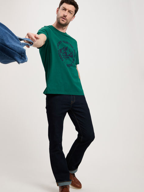 Футболка бавовняна довга чоловіча Cross Jeans 16017-027 L Зелена (8697319659856) - зображення 3