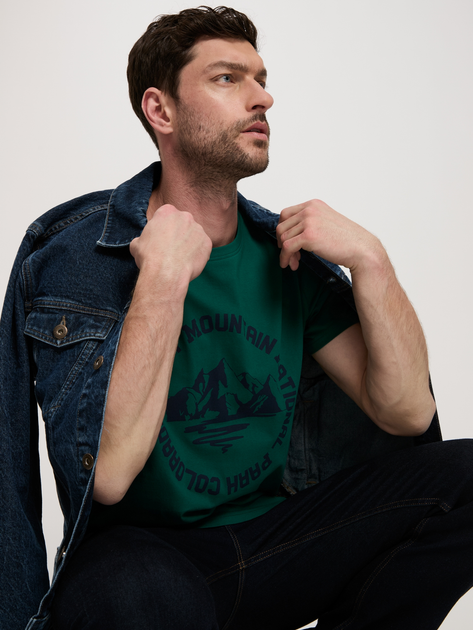 Футболка бавовняна довга чоловіча Cross Jeans 16017-027 L Зелена (8697319659856) - зображення 4