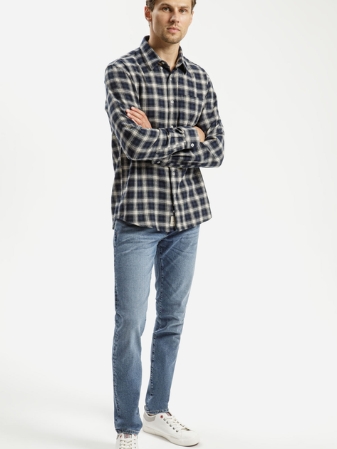 Сорочка бавовняна чоловіча Cross Jeans 35574-001 XL Темно-синя (8697319661484) - зображення 3