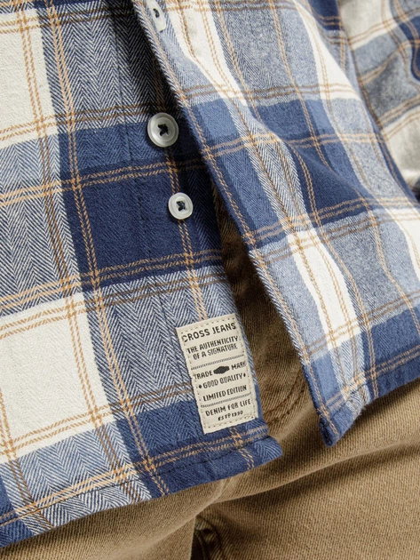 Koszula męska bawełniana w kratę Cross Jeans 35568-500 2XL Niebieska (8697319661248) - obraz 4