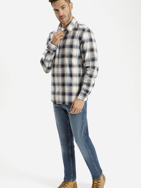 Koszula męska bawełniana w kratę Cross Jeans 35575-014 XL Niebieska (8697319661538) - obraz 3