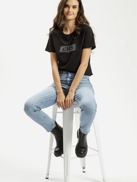 Koszulka damska bawełniana Cross Jeans 56145-020 XL Czarna (8697319674835) - obraz 3