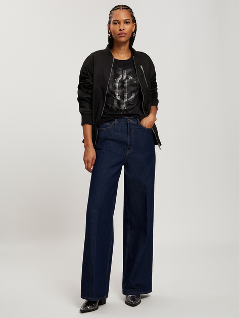 Koszulka damska bawełniana Cross Jeans 56146-020 2XL Czarna (8697319674934) - obraz 3