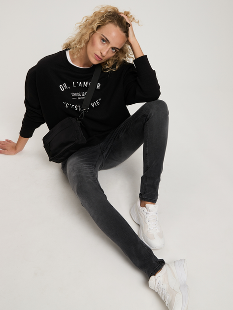 Світшот жіночий Cross Jeans 65426-020 L Чорний (8697319674590) - зображення 3