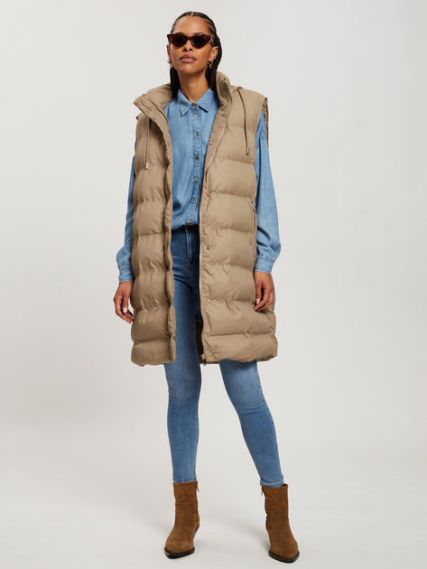 Теплий жилет подовжений жіночий Cross Jeans 90035-383 XL Бежевий (8697319647570) - зображення 3