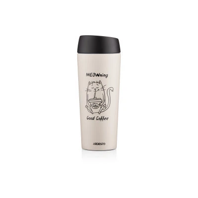 Термочашка Ardesto Coffee Тime Meowning 450 мл Бежева (AR2645WC) - Фото 5 Термочашка Ardesto Coffee Тime Meowning 450 мл Бежева (AR2645WC) - изображение 5