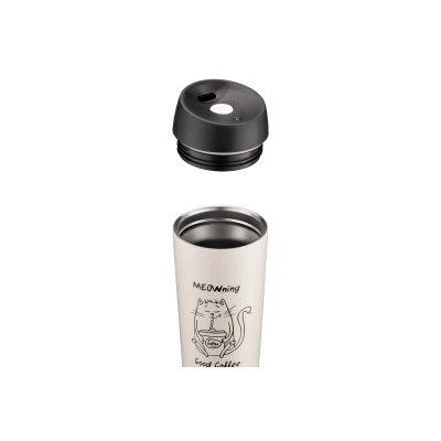 Термочашка Ardesto Coffee Тime Meowning 450 мл Бежева (AR2645WC) - Фото 7 Термочашка Ardesto Coffee Тime Meowning 450 мл Бежева (AR2645WC) - изображение 7