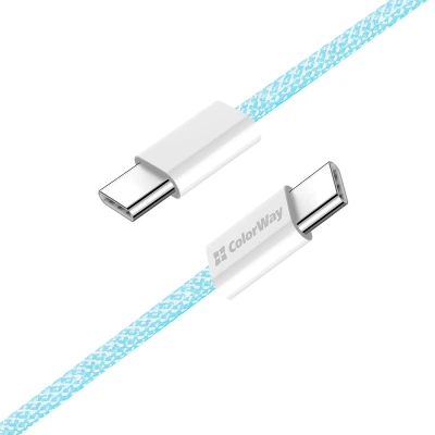 Дата кабель USB-C to USB-C 1.0m 60W 3.0А blue ColorWay (CW-CBPDCC061-BL) - изображение 8