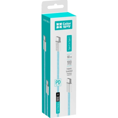 Дата кабель USB-C to USB-C 1.0m 60W 3.0А blue ColorWay (CW-CBPDCC061-BL) - изображение 10