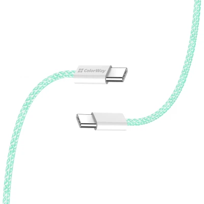 Дата кабель USB-C to USB-C 1.0m 60W 3.0А green ColorWay (CW-CBPDCC061-G) - Фото 11 Дата кабель USB-C to USB-C 1.0m 60W 3.0А green ColorWay (CW-CBPDCC061-G) - зображення 11