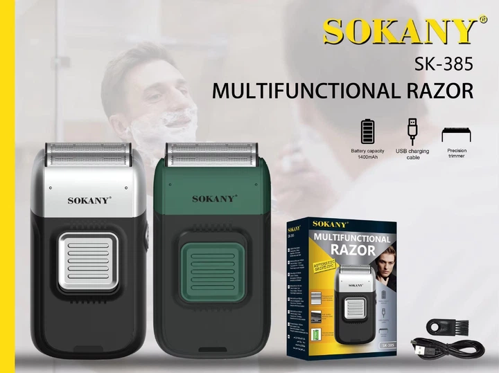 Акумуляторна електробритва-шейвер для гоління обличчя з USB та IPX5 Sokany SK-385 Pro Зелений + Щіточка для очищення - зображення 10