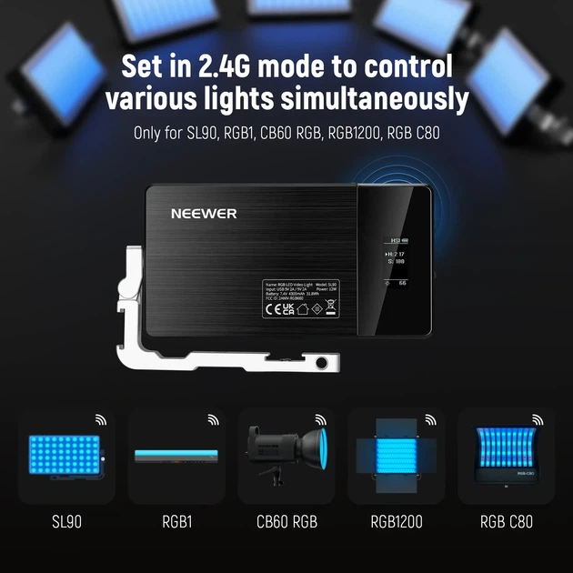 Накамерный видеосвет светодиодная панель Neewer SL90 Pro RGB для съемок (2500К-10000К, APP приложение) - Фото 7 Накамерный видеосвет светодиодная панель Neewer SL90 Pro RGB для съемок (2500К-10000К, APP приложение) - изображение 7