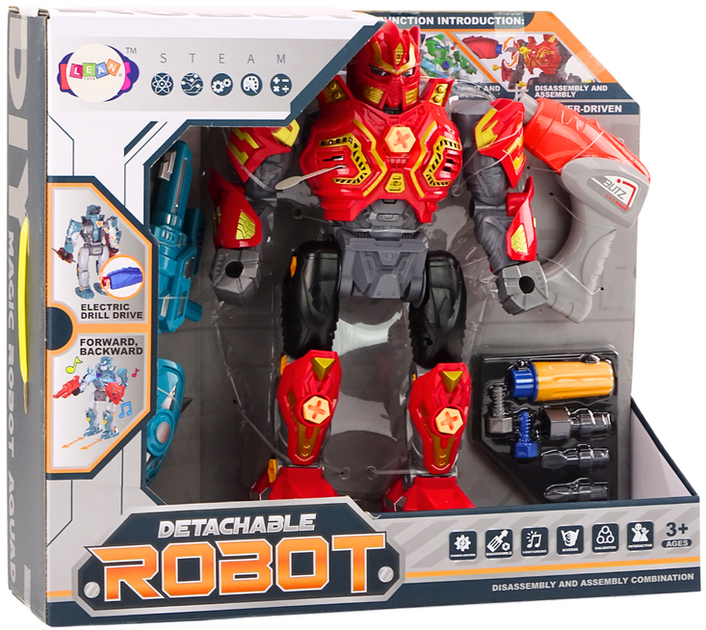 Robot do skręcania Lean Toys ze światłem i dźwiękiem 36.5 cm Czerwony (5905991018711) - obraz 1