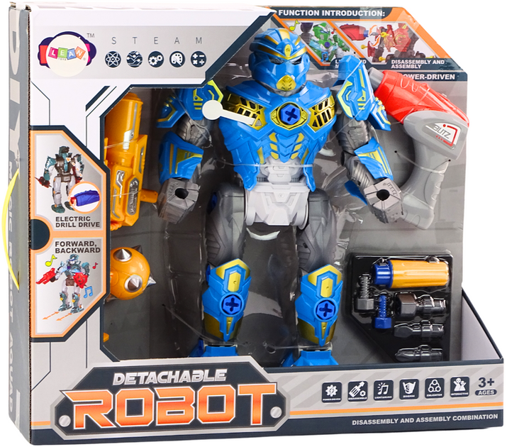 Robot do skręcania Lean Toys ze światłem i dźwiękiem 36.5 cm Niebieski (5905991018728) - obraz 1