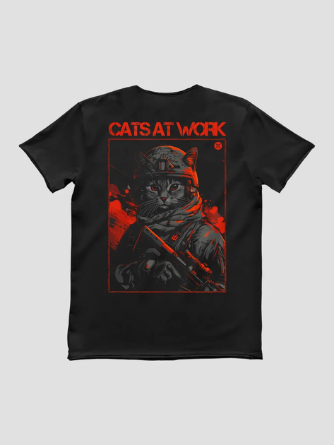 Футболка чоловіча "Cats at Work" чорна XXL - зображення 2