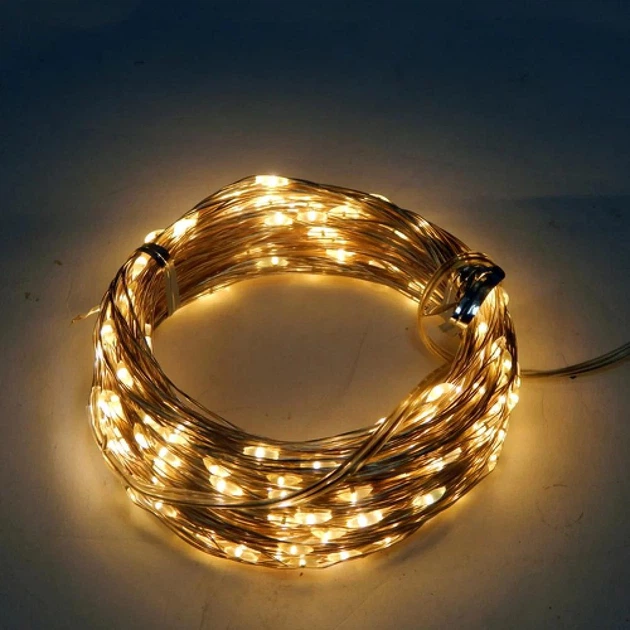 Гирлянда Нить проволока Led 200 3 батарейки 20 м Тёплый Белый 20-5,1-157, 1-56 - Фото 1 Гирлянда Нить проволока Led 200 3 батарейки 20 м Тёплый Белый 20-5,1-157, 1-56 - изображение 1