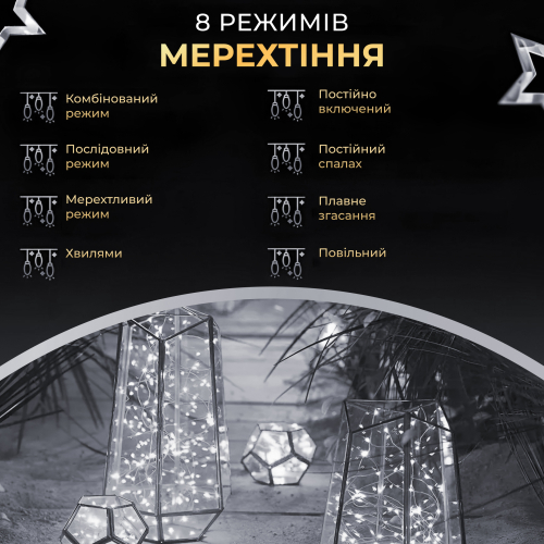 Гірлянда Роса 100 LED довжина 10 м від USB, білий(USB100L10MWW)(WB) - Фото 4 Гірлянда Роса 100 LED довжина 10 м від USB, білий(USB100L10MWW)(WB) - зображення 4