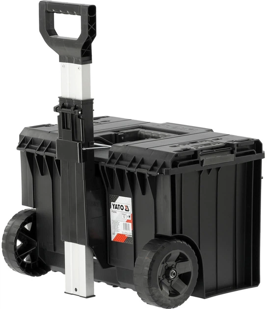 Skrzynka systemowa YATO 3 sekcje, na kołach z teleskopową rączką 585x425x410 mm (YT-09166) - obraz 2