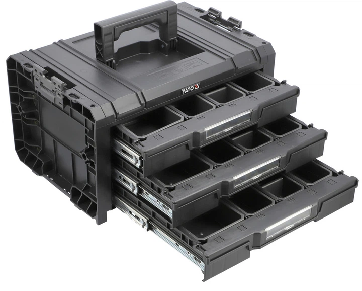 Skrzynka YATO modułowa T3 systemu S12 plastikowa z 3 szufladami 450x320x240 mm (YT-08974) - obraz 3