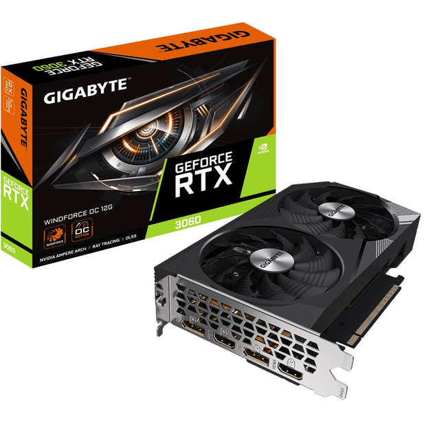 Видеокарта GF RTX 3060 12GB GDDR6 WindForce OC Gigabyte (GV-N3060WF2OC-12GD) - изображение 1