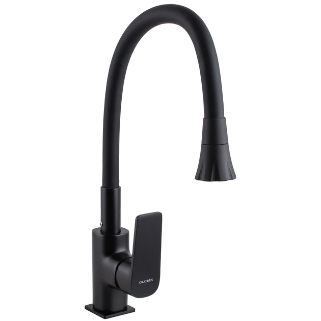 Cмеситель для кухни однорычажный с гибким изливом GLOBUS LUX Bonn GLB-0203SA-BB-B01 черный латунь 000028500 - Фото 4 Cмеситель для кухни однорычажный с гибким изливом GLOBUS LUX Bonn GLB-0203SA-BB-B01 черный латунь 000028500 - изображение 4