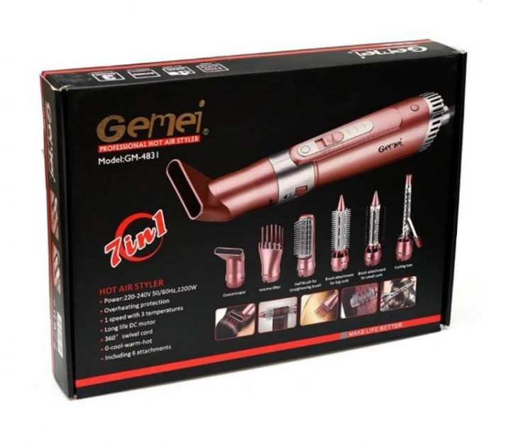 Мультистайлер для волос GEMEI GM-4831 7в1 2200W 3 режима Brown (ws37577) - изображение 6