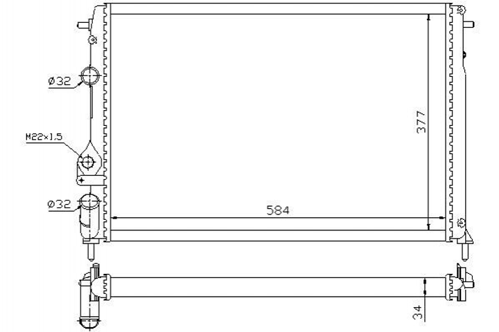 Радіатор охолодження двигуна STARLINE RTA2266 Renault Scenic, Megane 7701499953, 7700429769 - зображення 1