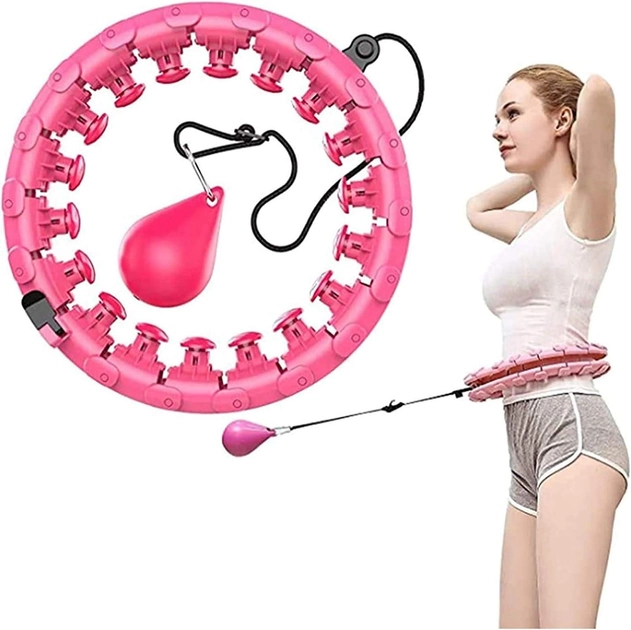 Hula Hoop хулахуп, регульований фітнес-обруч з гравітаційною кулею 360. Рожевий. - зображення 8