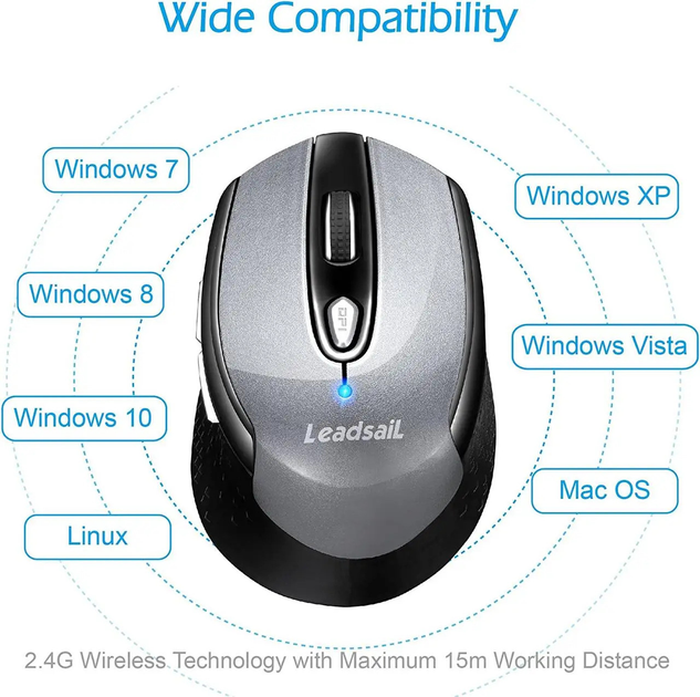 Беспроводная компьютерная мышь LeadsaiL 2.4G Черный - изображение 8