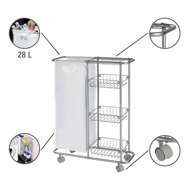 Візок багатофункціональний Wenko Slim 80 x 20 x 58 см (4008838794272) - зображення 4
