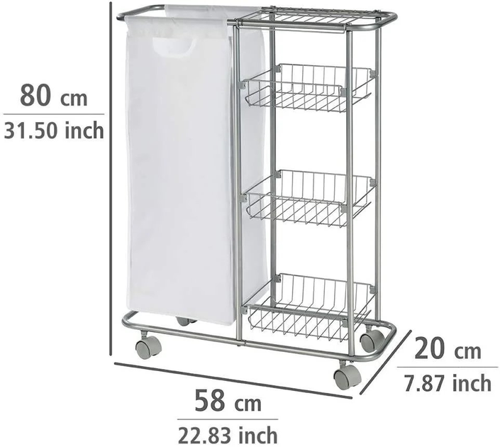 Візок багатофункціональний Wenko Slim 80 x 20 x 58 см (4008838794272) - зображення 5