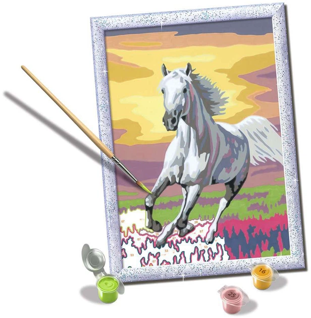 Malowanie po numerach Ravensburger CreArt Koń o zachodzie słońca z blaskiem 18 x 24 cm (4005556236633) - obraz 3
