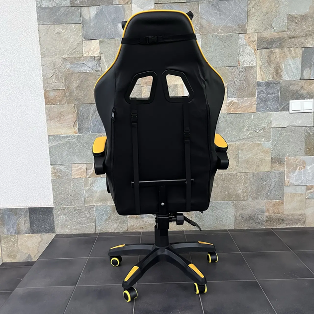 Комп'ютерне крісло з екошкіри PRESTIGE Rob-11 Чорно-жовте геймерське - зображення 5