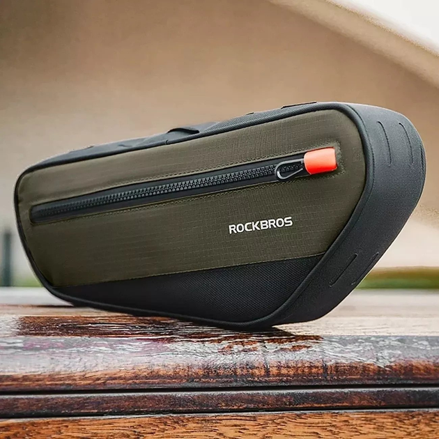 Велосумка Rockbros 30120079001 на раму 1.7 л Black-Green - зображення 7