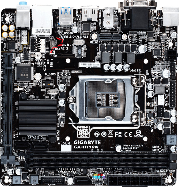 Материнская плата Gigabyte GA-H110N (s1151, Intel H110, PCI-Ex16 ...