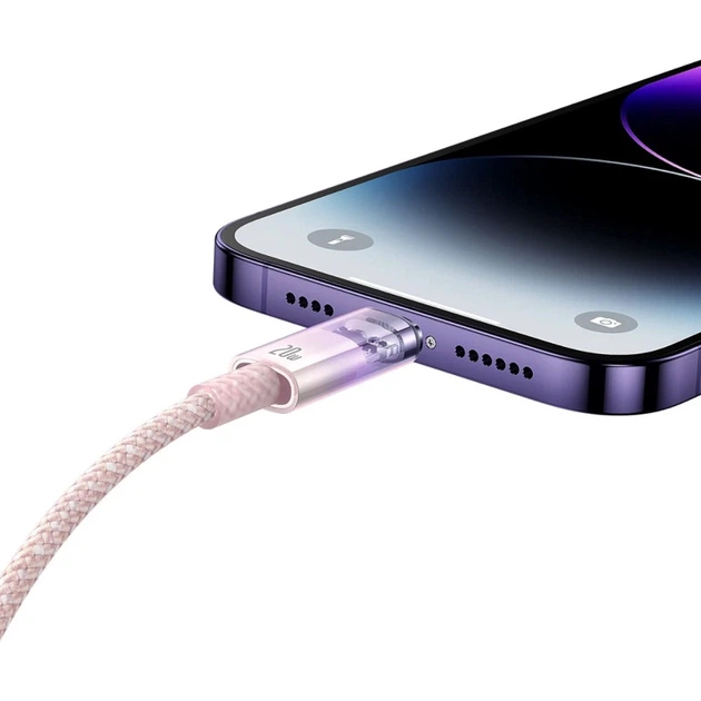 Кабель Baseus Explorer Series Fast Charging Cable with Smart Temperature Control Type-C to iP 20W 1m Pink (CATS010204) - изображение 7