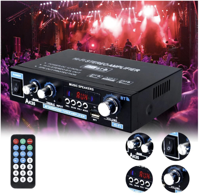 Аудио усилитель AK35 2x30Вт цифровой HIFI Усилитель мощности Bluetooth AUX USB FM TF cтерео 2.0 - изображение 3
