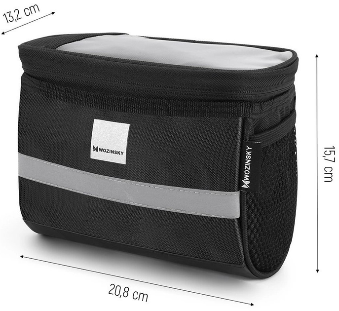 Велосумка Wozinsky WBB12BK на кермо з чохлом для телефону 2 л Black (5907769300516) - зображення 5