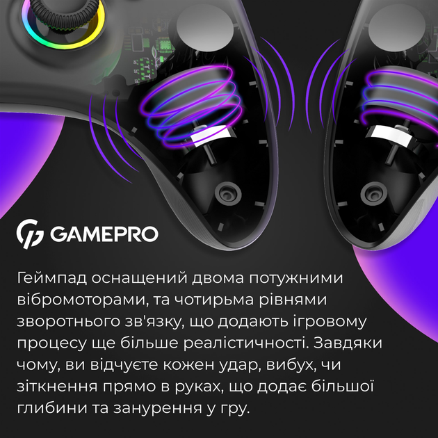 Бездротовий геймпад GamePro GPX13B 2.4G/BT 5.1/USB (Switch/PC/iOS/Android) RGB Black - зображення 13