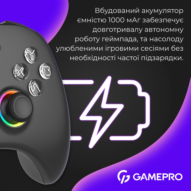 Бездротовий геймпад GamePro GPX13B 2.4G/BT 5.1/USB (Switch/PC/iOS/Android) RGB Black - зображення 14