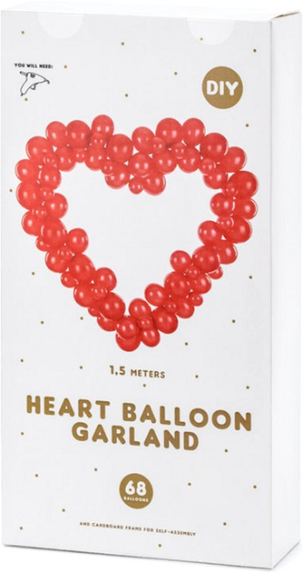 Girlanda balonowa PartyDeco ze stelażem Heart Valentine 160 cm Czerwona (5904555005174) - obraz 1