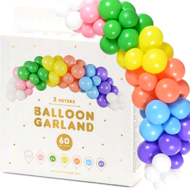 Girlanda balonowa PartyDeco Tęcza 60 szt 200 cm (5900779175952) - obraz 2